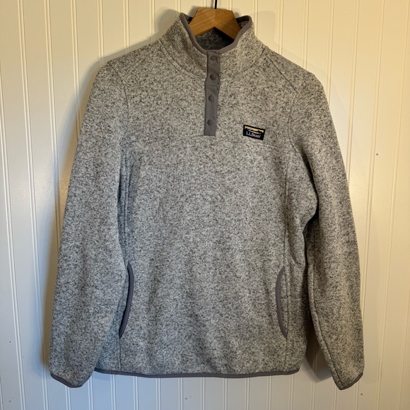 L.L. Bean Tops - L.L.Bean Women’s Heathered Gray 1/4 Snap Pullover Size Medium